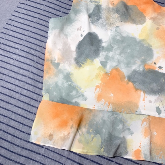 DKNY WATERCOLOR ASYMMETRICAL RUFFLE TOP - Picture 4 of 7